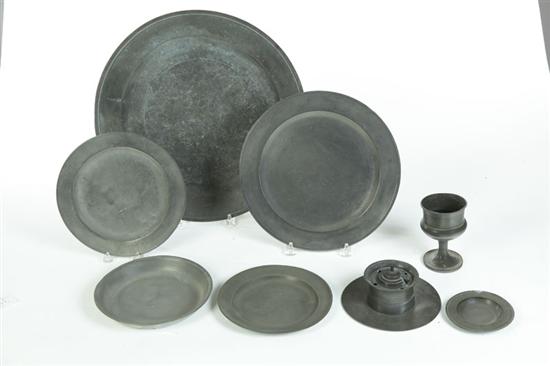 GROUP OF PEWTER.  European  19th