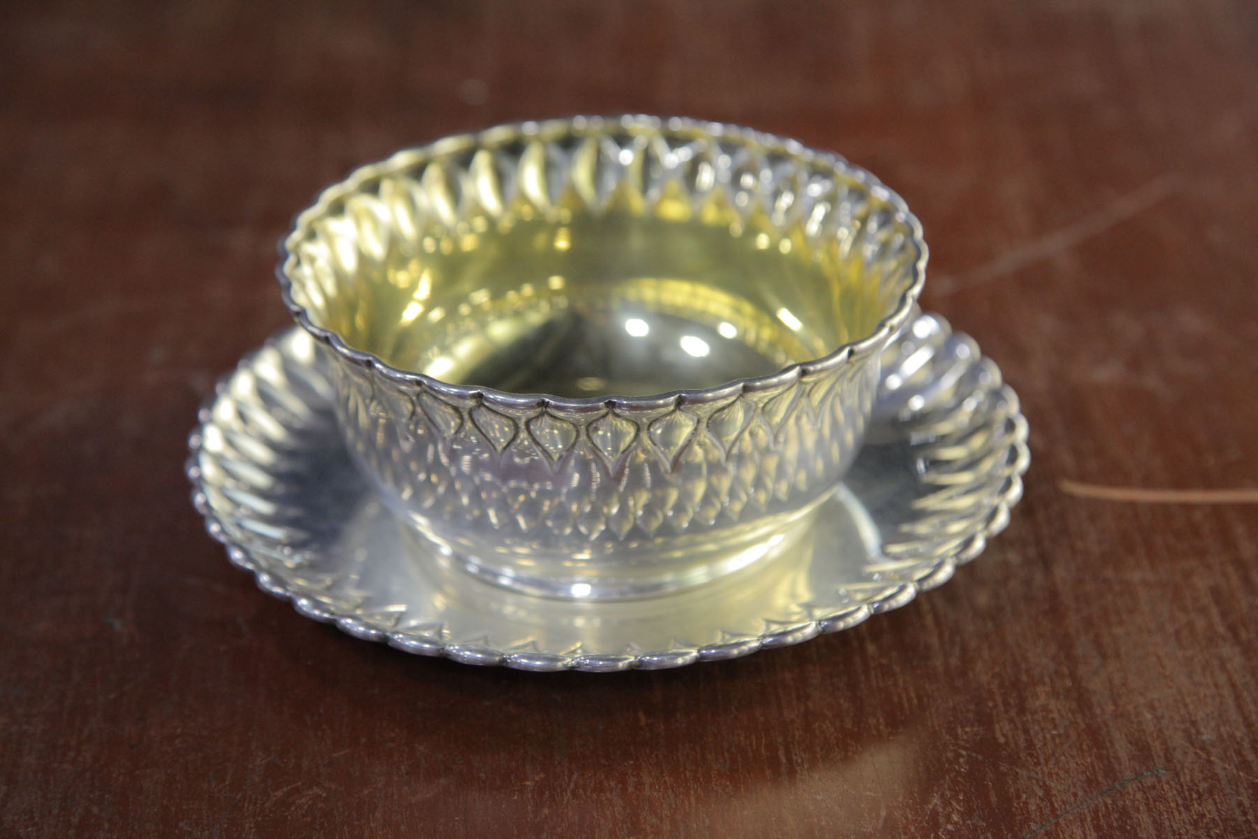 TIFFANY STERLING SILVER BOWL AND UNDERPLATE.