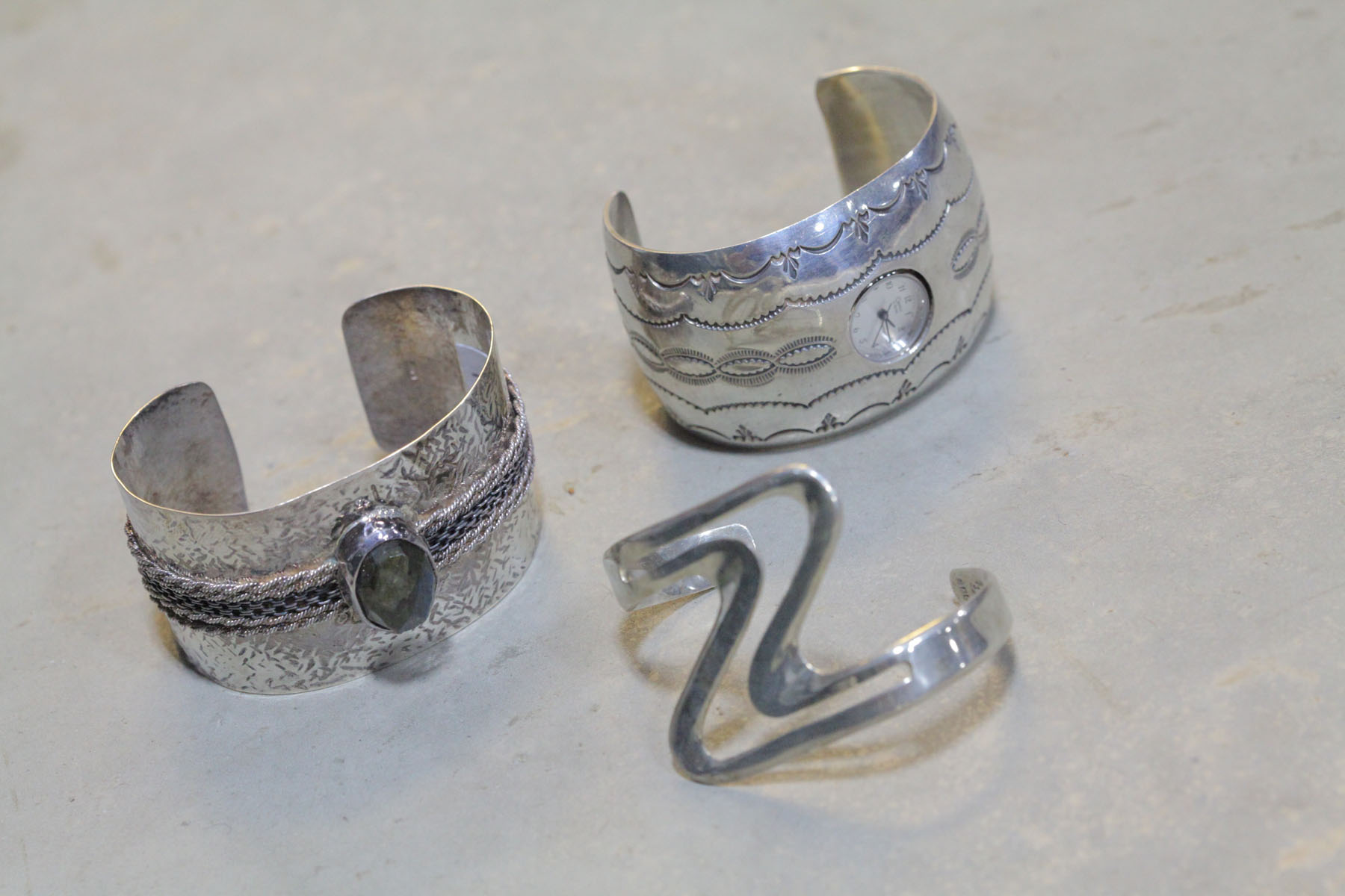 THREE STERLING SILVER BRACELETS  10c1f0