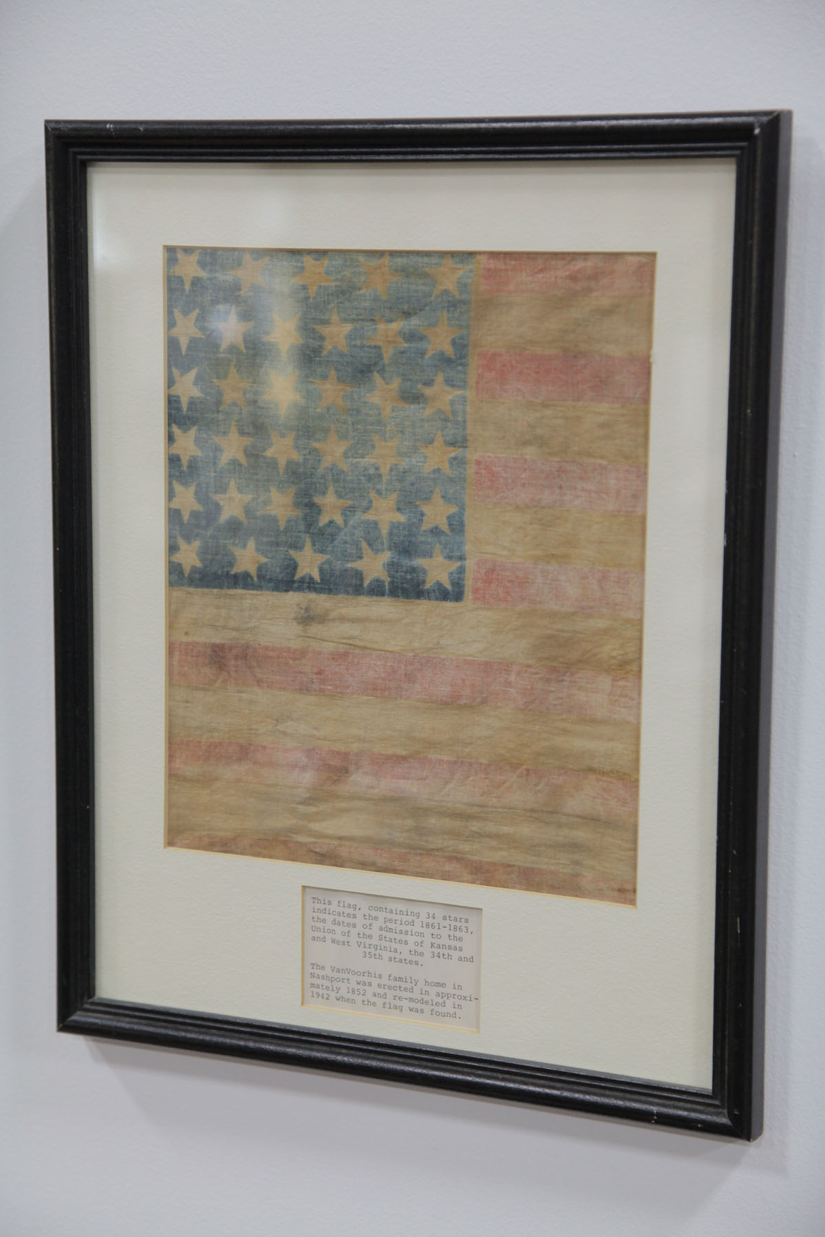 FRAMED 34 STAR AMERICAN FLAG.  American