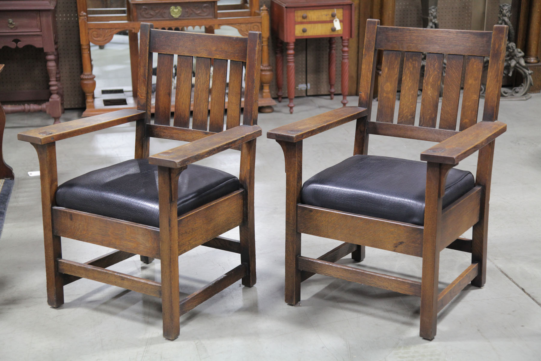 PAIR OF GUSTAV STICKLEY ARMCHAIRS  10c269