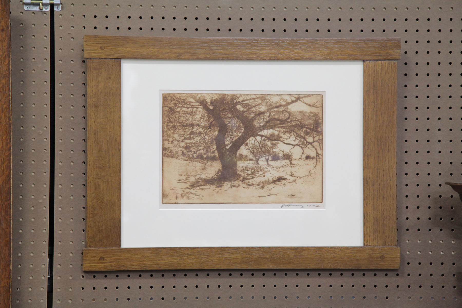 FRAMED ETCHING BY E T HURLEY OHIO 10c2c0