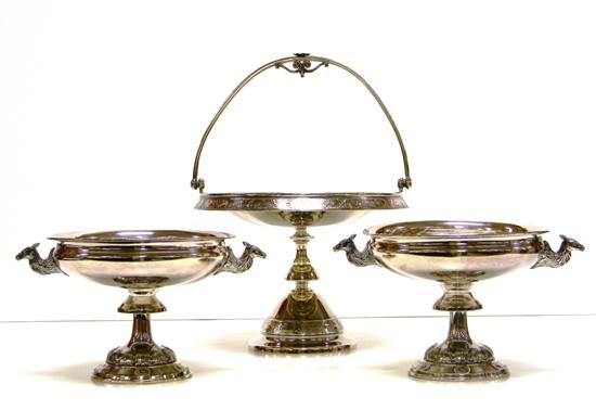 Three silver-plate footed bowls: