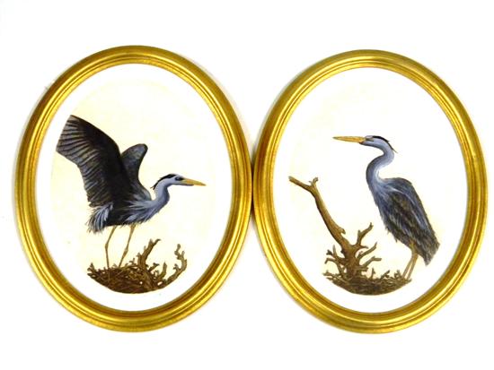 Pair of Diane Krumel Blue Heron 10c328