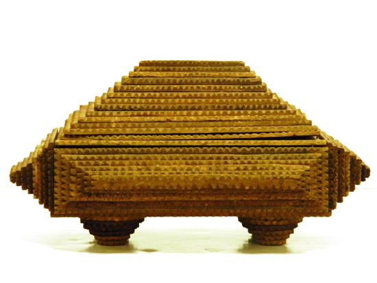 Tramp art carved box  twenty-sided