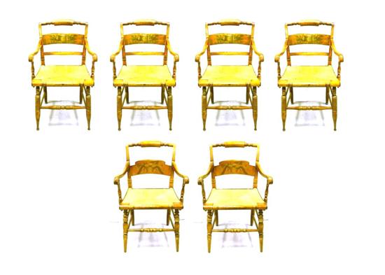 A set of six Hitchcock chairs  blonde