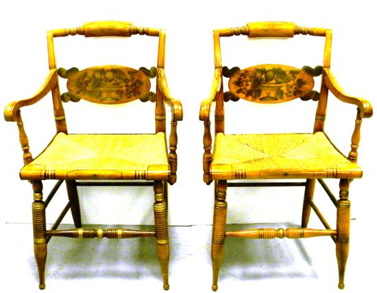 A pair of Hitchcock armchairs 