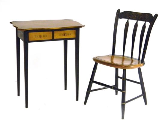 Hitchcock side table and chair  both