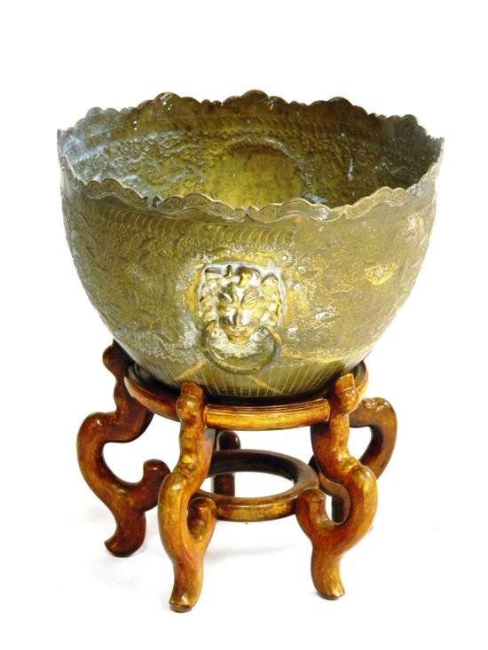 Asian brass planter and five-legged