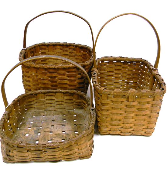 Three splint woven baskets with