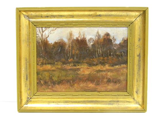 Oil on canvas  view of autumn woods