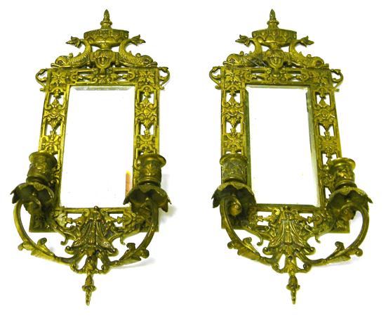 Pair of late 19th C. brass mirrored