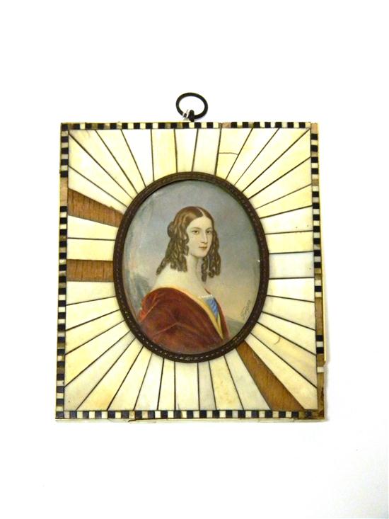 19th C miniature watercolor portrait 10c449