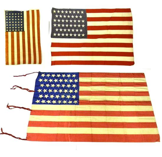 Three American flags: 44-star flag