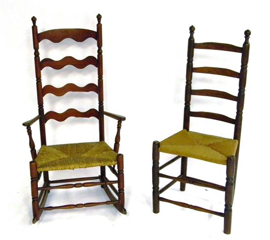 Two chairs: rocking armchair with