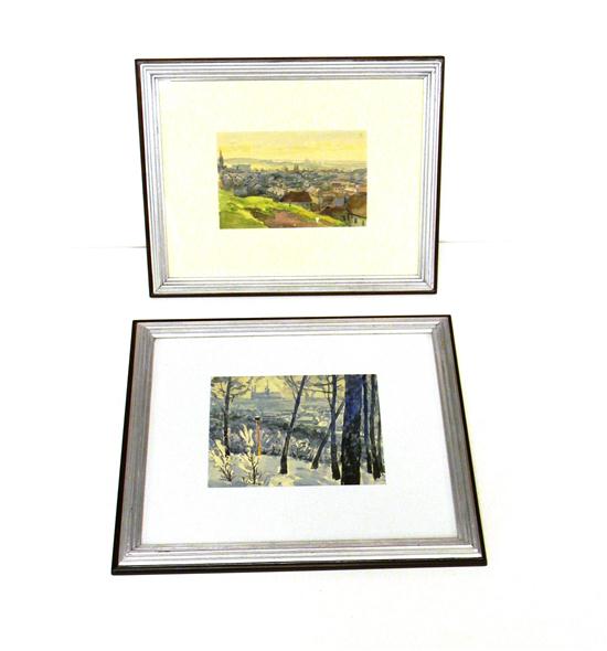 Pair of Czech cityscape watercolors 10c505