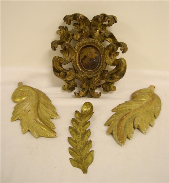 Ornate gilt frame; along with two