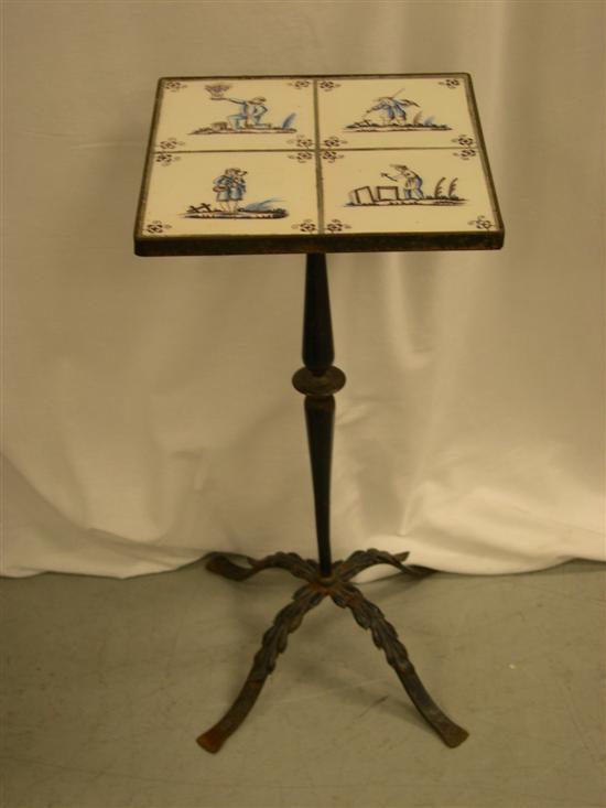 Iron base table with four French Faience