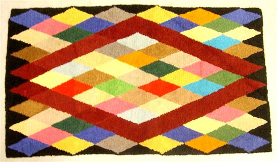 20th C. hooked rug  multicolor