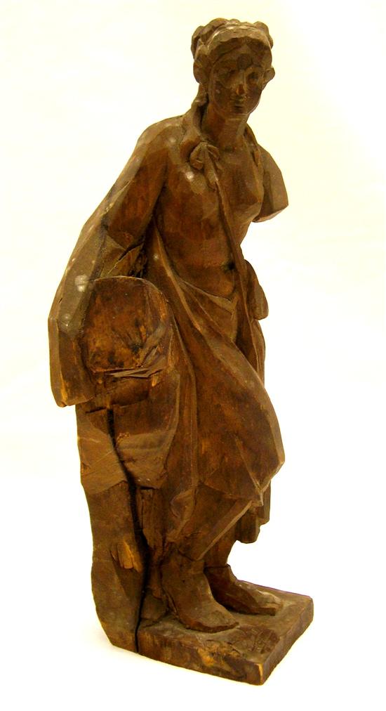 Carved wooden figure of a woman