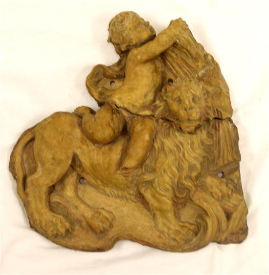 Terracotta bas-relief of a putto