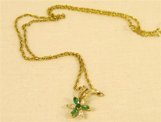 JEWELRY: Emerald and Diamond Flower