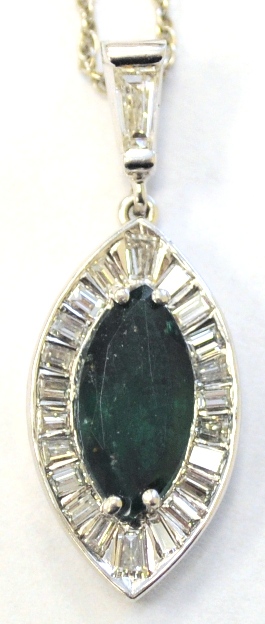 JEWELRY: Emerald and diamond pendant
