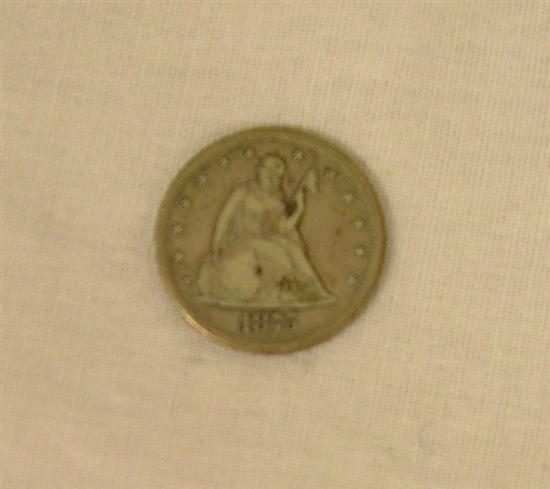 COINS: 1875-CC 20c Piece. Fine.