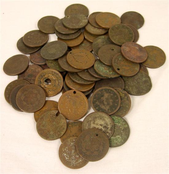 COINS Lot of 59 US Large cents 10a72e