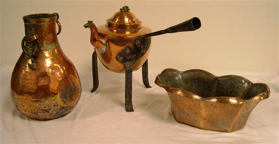 Copper teapot on stand  double handle