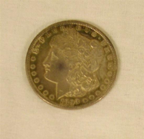 COINS: 1893 Morgan Dollar. AU details