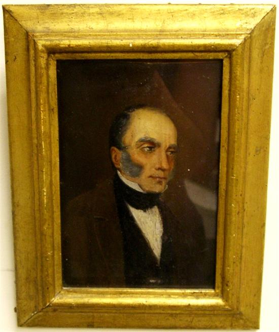 19th C oil on wood panel portrait 10a74e