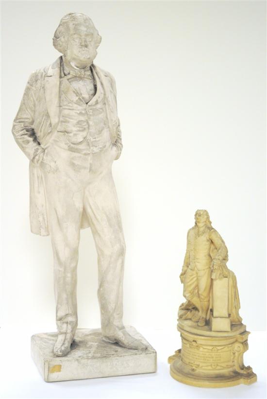 Two plaster sculptures of English literary