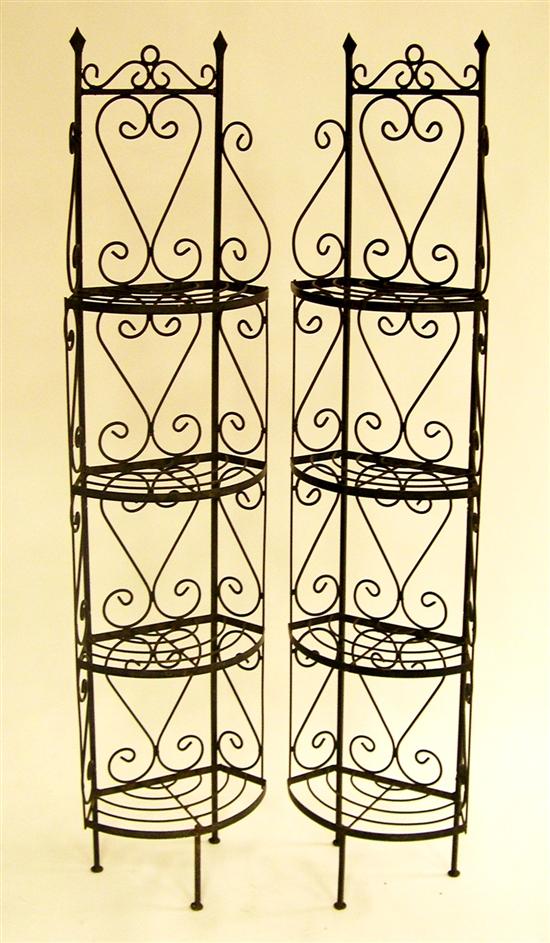 Pair of wrought iron four tier