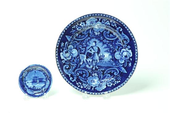 HISTORICAL BLUE STAFFORDSHIRE CUP PLATE