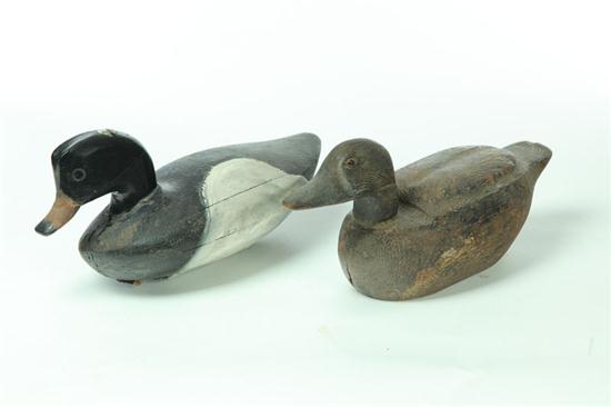 TWO DECOYS.  American  carved wood.