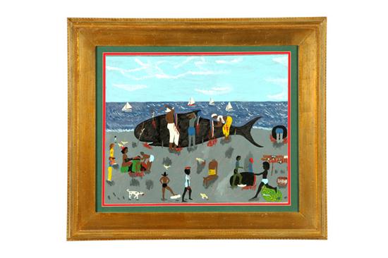 FOLKSY WHALE SCENE SIGNED THOMAS  10a7fc