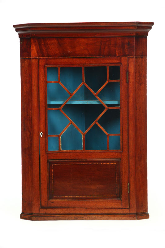 GEORGE III HANGING CORNER CUPBOARD.