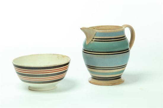 MOCHA PITCHER AND BOWL.  England