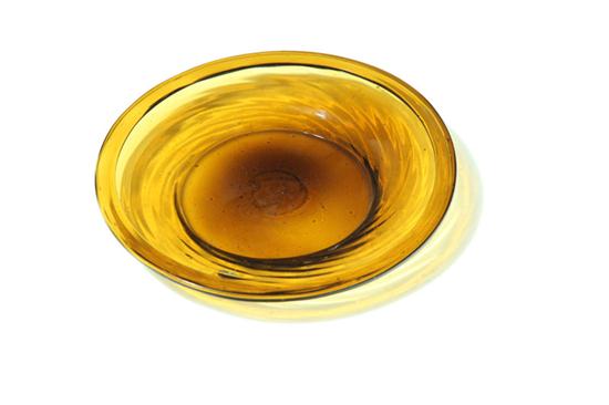 AMBER BLOWN GLASS PAN.  Attributed