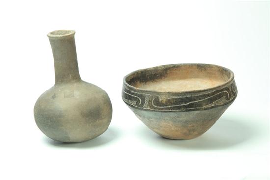PREHISTORIC POTTERY BOWL AND BOTTLE  10a8aa