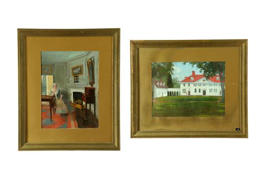 TWO PAINTINGS OF MOUNT VERNON BY