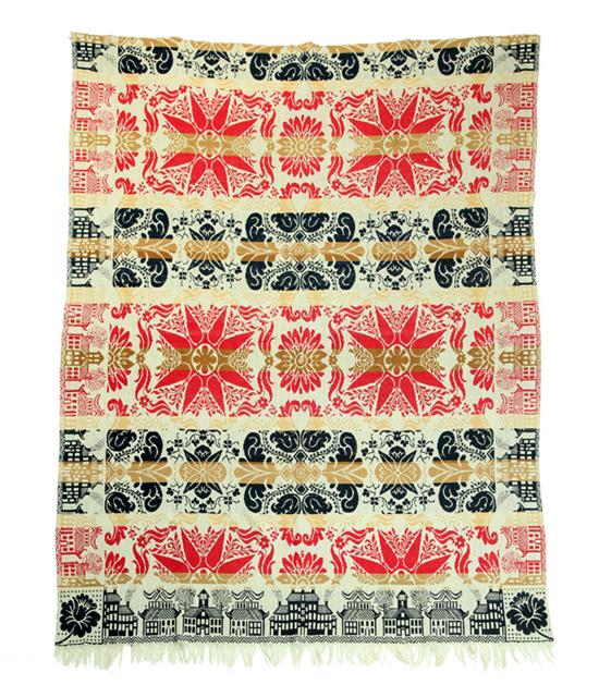 JACQUARD COVERLET American 1830 1860 10a92a