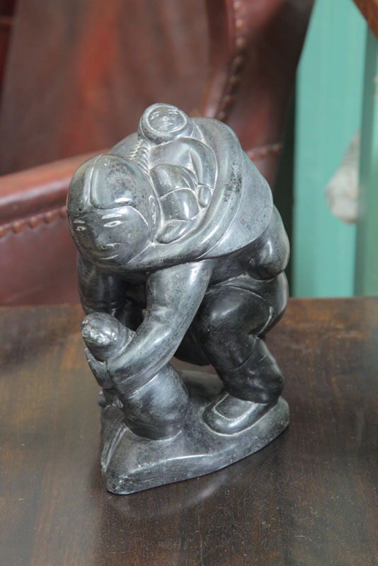 INUIT CARVED SOAPSTONE MOTHER AND CHILD