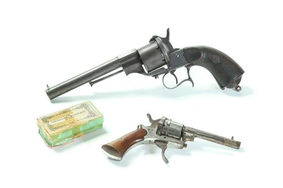 TWO PIN FIRE REVOLVERS One large 10ad32