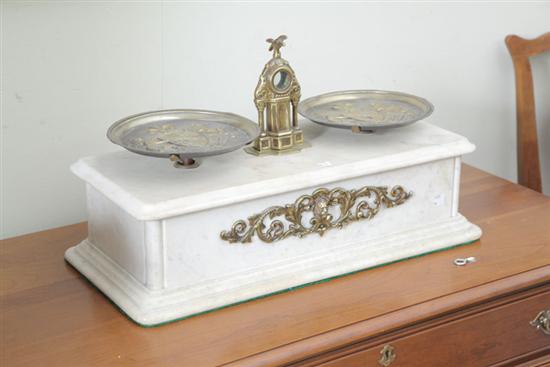 MARBLE APOTHECARY SCALE WITH STAMPED 10ad9b