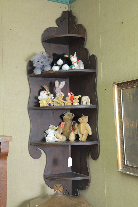 HANGING CORNER SHELF. Oak  dark stained