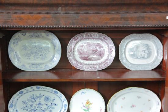 THREE STAFFORDSHIRE PLATTERS. Gray