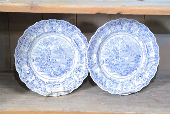 PAIR OF TRANSFERWARE PLATES. Both