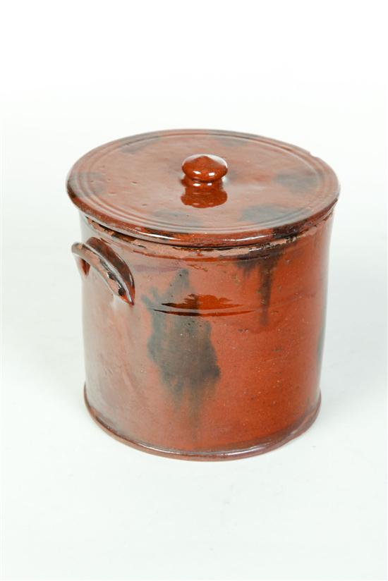 REDWARE CANISTER.  American  2nd half-19th